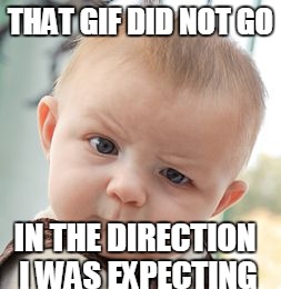 Skeptical Baby Meme | THAT GIF DID NOT GO IN THE DIRECTION I WAS EXPECTING | image tagged in memes,skeptical baby | made w/ Imgflip meme maker