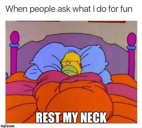 #WhyLie | REST MY NECK | image tagged in funny memes,memes,funny,homer simpson nope | made w/ Imgflip meme maker