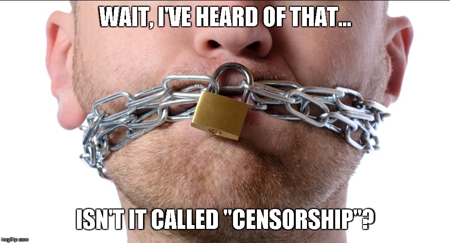 WAIT, I'VE HEARD OF THAT... ISN'T IT CALLED "CENSORSHIP"? | made w/ Imgflip meme maker