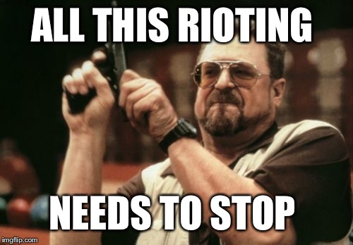 Am I The Only One Around Here Meme | ALL THIS RIOTING; NEEDS TO STOP | image tagged in memes,am i the only one around here | made w/ Imgflip meme maker