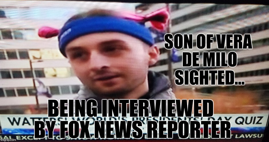 Son of Vera De Milo | SON OF VERA DE MILO SIGHTED... BEING INTERVIEWED BY FOX NEWS REPORTER | image tagged in jim carrey,in living color | made w/ Imgflip meme maker