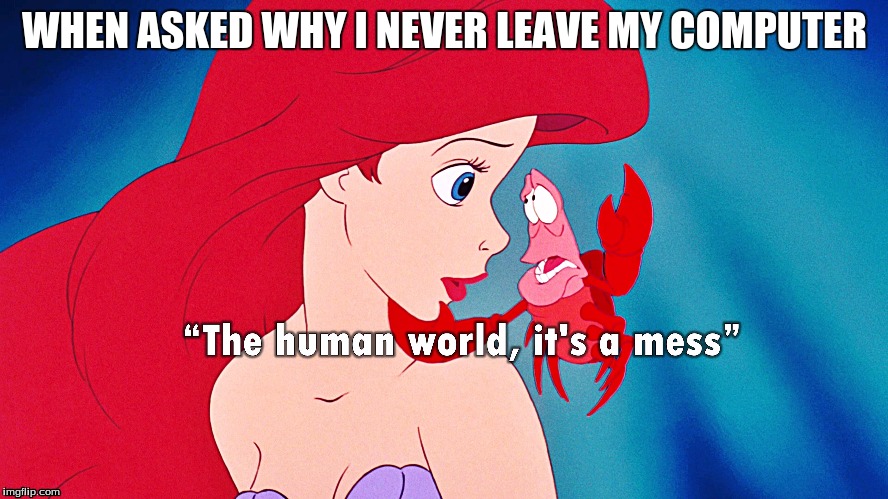 It's a mess | WHEN ASKED WHY I NEVER LEAVE MY COMPUTER | image tagged in disney | made w/ Imgflip meme maker