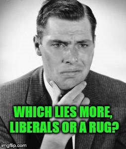 Liberals Lie Like Rugs | WHICH LIES MORE, LIBERALS OR A RUG? | image tagged in liberal lies,political meme,memes,liberals lie like rugs | made w/ Imgflip meme maker