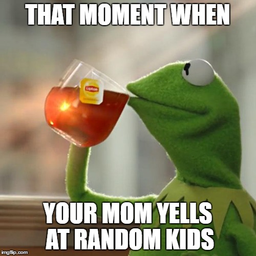 But That's None Of My Business | THAT MOMENT WHEN; YOUR MOM YELLS AT RANDOM KIDS | image tagged in memes,but thats none of my business,kermit the frog | made w/ Imgflip meme maker