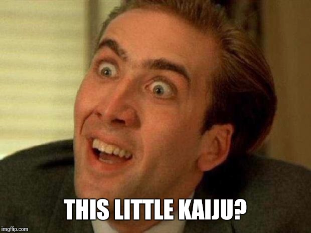 Nicolas cage | THIS LITTLE KAIJU? | image tagged in nicolas cage | made w/ Imgflip meme maker