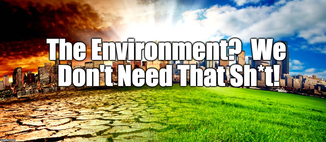Environment  | The Environment?  We Don't Need That Sh*t! | image tagged in environment | made w/ Imgflip meme maker