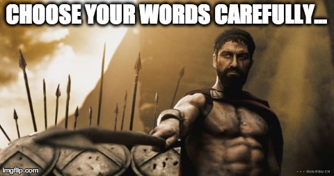 CHOOSE YOUR WORDS CAREFULLY... | image tagged in 300  | made w/ Imgflip meme maker