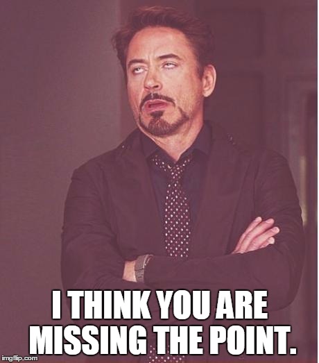 Face You Make Robert Downey Jr Meme | I THINK YOU ARE MISSING THE POINT. | image tagged in memes,face you make robert downey jr | made w/ Imgflip meme maker
