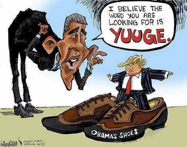 Donald Trump presidency in Obama's shoes | image tagged in donald trump,barack obama | made w/ Imgflip meme maker