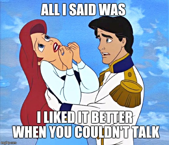 The Little Mermaid | ALL I SAID WAS; I LIKED IT BETTER WHEN YOU COULDN'T TALK | image tagged in ariel | made w/ Imgflip meme maker