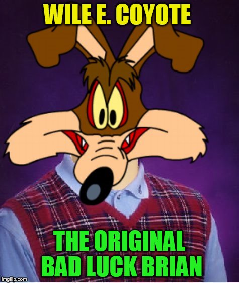 WILE E. COYOTE THE ORIGINAL BAD LUCK BRIAN | made w/ Imgflip meme maker