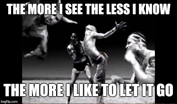 THE MORE I SEE THE LESS I KNOW THE MORE I LIKE TO LET IT GO | made w/ Imgflip meme maker