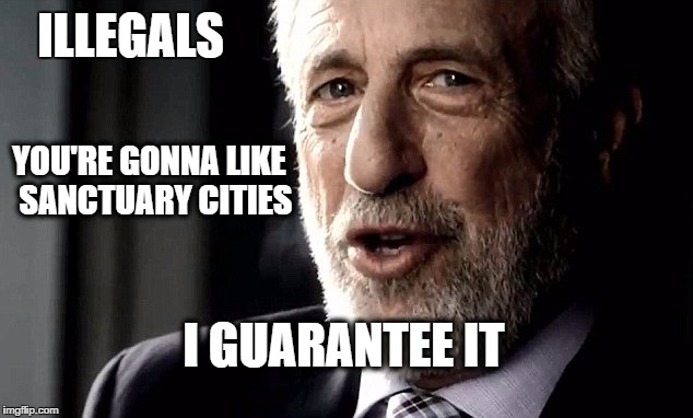 Butthurt, I Guarantee It. | ILLEGALS; YOU'RE GONNA LIKE 
SANCTUARY CITIES; I GUARANTEE IT | image tagged in memes,stupid liberals,illegals,sanctuary cities,butthurt | made w/ Imgflip meme maker