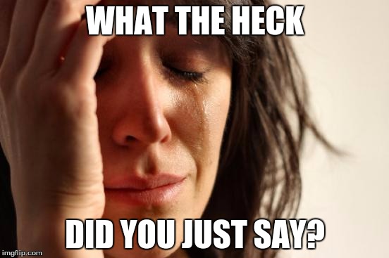 First World Problems Meme | WHAT THE HECK; DID YOU JUST SAY? | image tagged in memes,first world problems | made w/ Imgflip meme maker