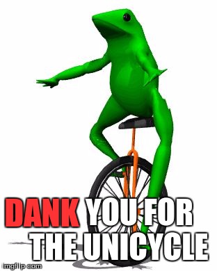 i couldn't think of any good ideas; this is all i could come up with | DANK; YOU FOR THE UNICYCLE | image tagged in memes,dat boi | made w/ Imgflip meme maker
