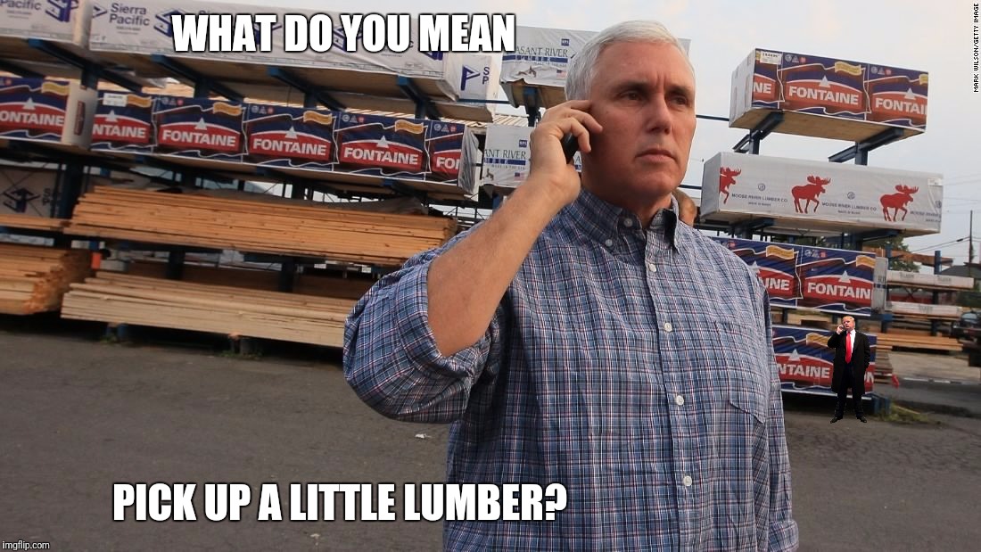 Holiday project at the White House today | WHAT DO YOU MEAN; PICK UP A LITTLE LUMBER? | image tagged in memes,mike pence,tiny trump | made w/ Imgflip meme maker
