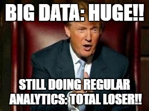 Donald Trump | BIG DATA: HUGE!! STILL DOING REGULAR ANALYTICS: TOTAL LOSER!! | image tagged in donald trump | made w/ Imgflip meme maker