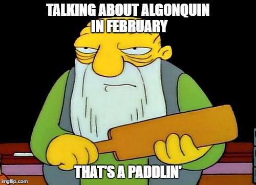 That's a paddlin' | TALKING ABOUT ALGONQUIN IN FEBRUARY; THAT'S A PADDLIN' | image tagged in memes,that's a paddlin' | made w/ Imgflip meme maker
