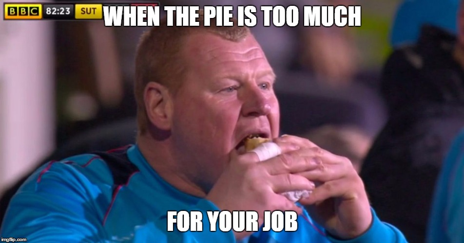 Wayne Shaw Pie |  WHEN THE PIE IS TOO MUCH; FOR YOUR JOB | image tagged in wayne shaw | made w/ Imgflip meme maker