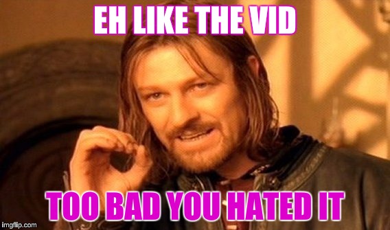 One Does Not Simply | EH LIKE THE VID; TOO BAD YOU HATED IT | image tagged in memes,one does not simply | made w/ Imgflip meme maker