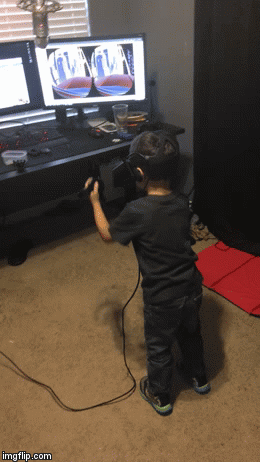When your virtual reality is too real | image tagged in gifs | made w/ Imgflip video-to-gif maker