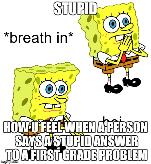 boi | STUPID; HOW U FEEL WHEN A PERSON SAYS A STUPID ANSWER TO A FIRST GRADE PROBLEM | image tagged in boi | made w/ Imgflip meme maker