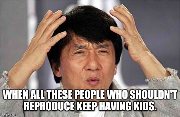 Epic Jackie Chan HQ |  WHEN ALL THESE PEOPLE WHO SHOULDN'T REPRODUCE KEEP HAVING KIDS. | image tagged in epic jackie chan hq | made w/ Imgflip meme maker