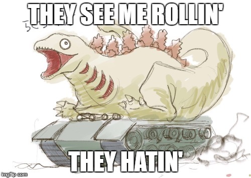 Thug life kamata-kun | THEY SEE ME ROLLIN'; THEY HATIN' | image tagged in they see me rollin' | made w/ Imgflip meme maker