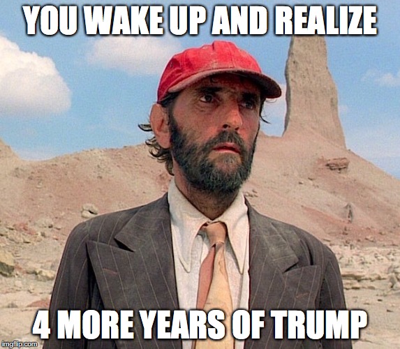 Reality Sucks | YOU WAKE UP AND REALIZE; 4 MORE YEARS OF TRUMP | image tagged in reality sucks | made w/ Imgflip meme maker