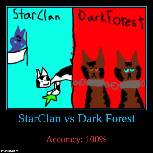 StarClan vs the Dark Forest | image tagged in funny,demotivationals,warrior cats | made w/ Imgflip demotivational maker