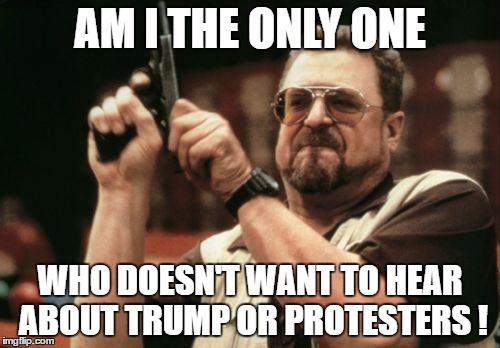 Am I The Only One Around Here Meme | AM I THE ONLY ONE; WHO DOESN'T WANT TO HEAR ABOUT TRUMP OR PROTESTERS ! | image tagged in memes,am i the only one around here | made w/ Imgflip meme maker