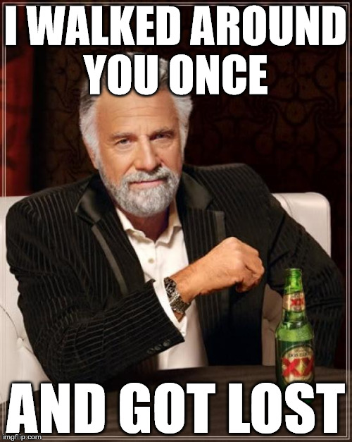 The Most Interesting Man In The World Meme | I WALKED AROUND YOU ONCE AND GOT LOST | image tagged in memes,the most interesting man in the world | made w/ Imgflip meme maker