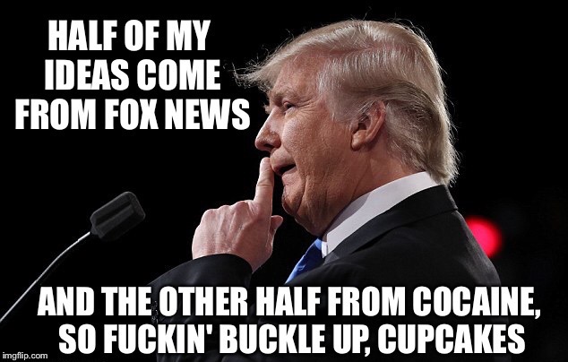 Buckle Up! | image tagged in cupcakes,donald trump,cocaine,fox news | made w/ Imgflip meme maker