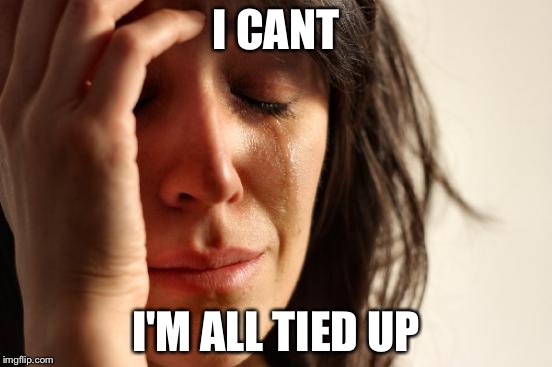 First World Problems Meme | I CANT I'M ALL TIED UP | image tagged in memes,first world problems | made w/ Imgflip meme maker