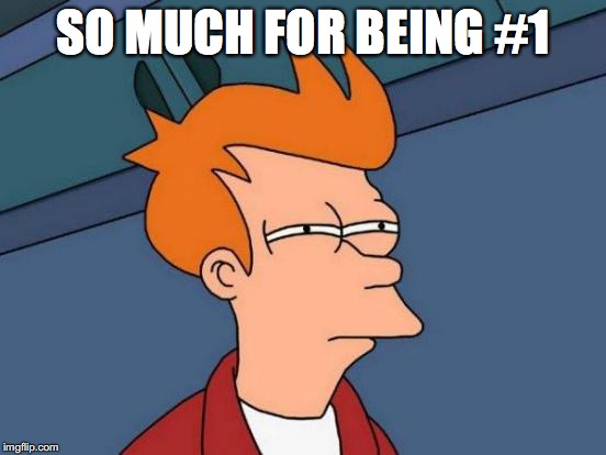 Futurama Fry Meme | SO MUCH FOR BEING #1 | image tagged in memes,futurama fry | made w/ Imgflip meme maker