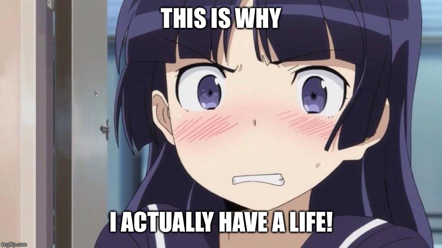 THIS IS WHY I ACTUALLY HAVE A LIFE! | image tagged in embarrassed anime girl | made w/ Imgflip meme maker