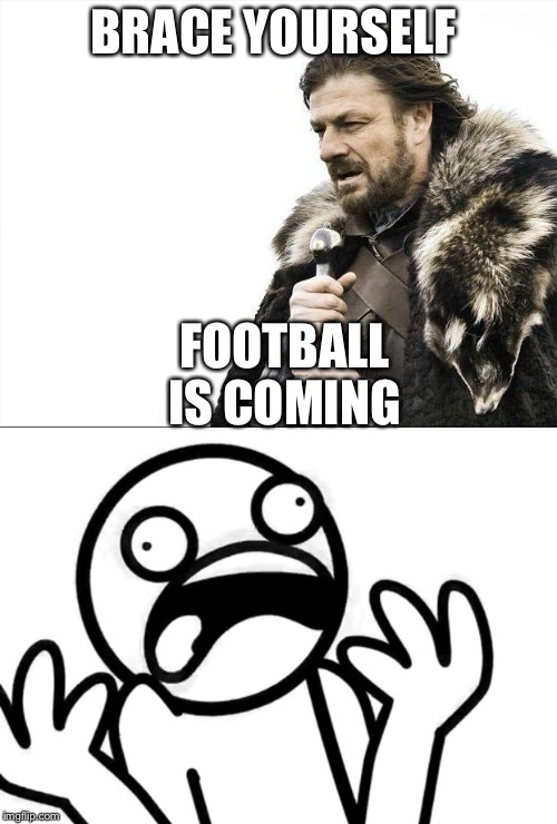 BRACE YOURSELF; FOOTBALL IS COMING | image tagged in x,brace yourselves x is coming | made w/ Imgflip meme maker