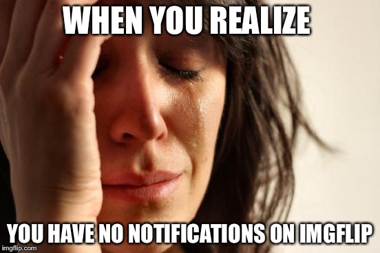 When you log on to imgflip | WHEN YOU REALIZE; YOU HAVE NO NOTIFICATIONS ON IMGFLIP | image tagged in memes,first world problems,notifications | made w/ Imgflip meme maker