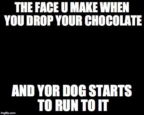 Impossibru Guy Original Meme | THE FACE U MAKE WHEN YOU DROP YOUR CHOCOLATE; AND YOR DOG STARTS TO RUN TO IT | image tagged in memes,impossibru guy original | made w/ Imgflip meme maker