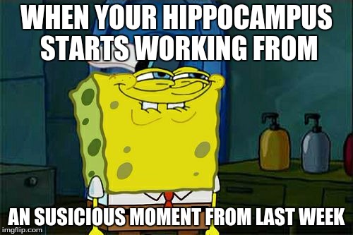 Don't You Squidward Meme | WHEN YOUR HIPPOCAMPUS STARTS WORKING FROM; AN SUSICIOUS MOMENT FROM LAST WEEK | image tagged in memes,dont you squidward | made w/ Imgflip meme maker