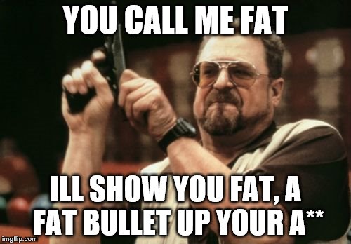 Am I The Only One Around Here Meme | YOU CALL ME FAT; ILL SHOW YOU FAT, A FAT BULLET UP YOUR A** | image tagged in memes,am i the only one around here | made w/ Imgflip meme maker