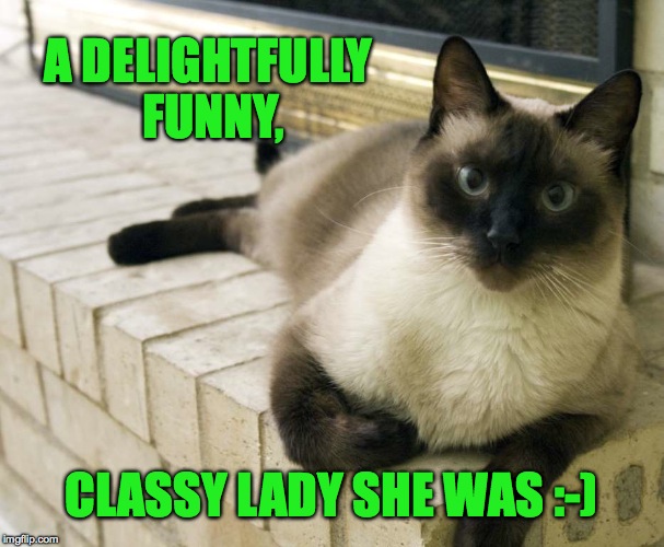 A DELIGHTFULLY FUNNY, CLASSY LADY SHE WAS :-) | made w/ Imgflip meme maker