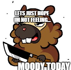 Bidoof'd | LETS JUST HOPE IM NOT FEELING... MOODY TODAY | image tagged in bidoof,moody | made w/ Imgflip meme maker