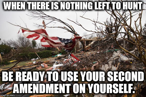 WHEN THERE IS NOTHING LEFT TO HUNT; BE READY TO USE YOUR SECOND AMENDMENT ON YOURSELF. | image tagged in pollution,epa,republican,second amendment,extinction,donald trump | made w/ Imgflip meme maker