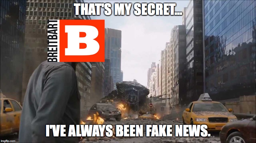  THAT'S MY SECRET... I'VE ALWAYS BEEN FAKE NEWS. | image tagged in breitbart,fake news,you are fake news,that's my secret,donald trump | made w/ Imgflip meme maker