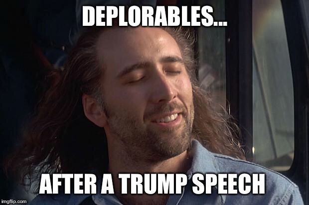How Mesmerizing | DEPLORABLES... AFTER A TRUMP SPEECH | image tagged in nicholas cage | made w/ Imgflip meme maker