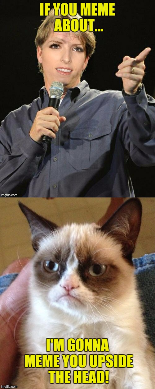 Grumpy Cat Has No Time For Jeff Kendrick! | IF YOU MEME ABOUT... I'M GONNA MEME YOU UPSIDE THE HEAD! | image tagged in grrrr | made w/ Imgflip meme maker