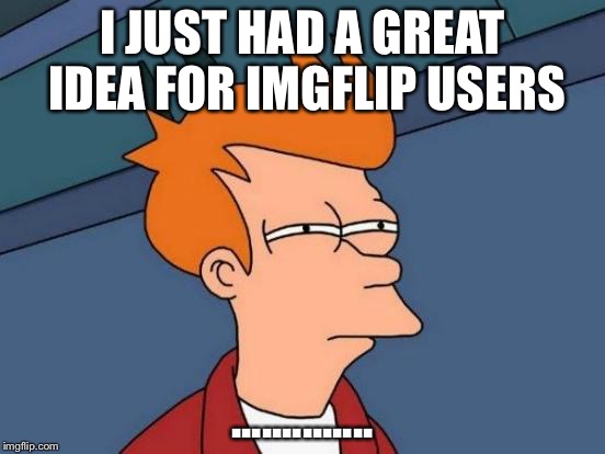 Futurama Fry Meme | I JUST HAD A GREAT IDEA FOR IMGFLIP USERS; .............. | image tagged in memes,futurama fry | made w/ Imgflip meme maker