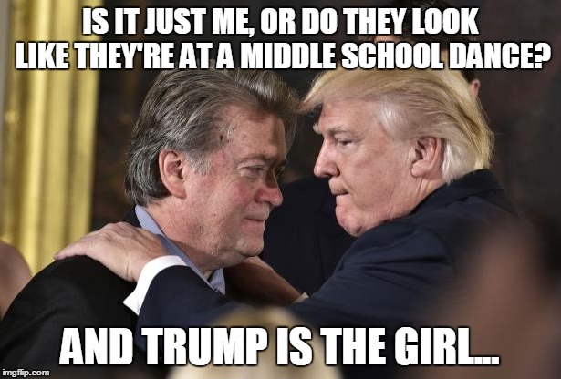 IS IT JUST ME, OR DO THEY LOOK LIKE THEY'RE AT A MIDDLE SCHOOL DANCE? AND TRUMP IS THE GIRL... | made w/ Imgflip meme maker