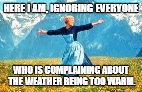 Look At All These Meme | HERE I AM, IGNORING EVERYONE; WHO IS COMPLAINING ABOUT THE WEATHER BEING TOO WARM. | image tagged in memes,look at all these | made w/ Imgflip meme maker